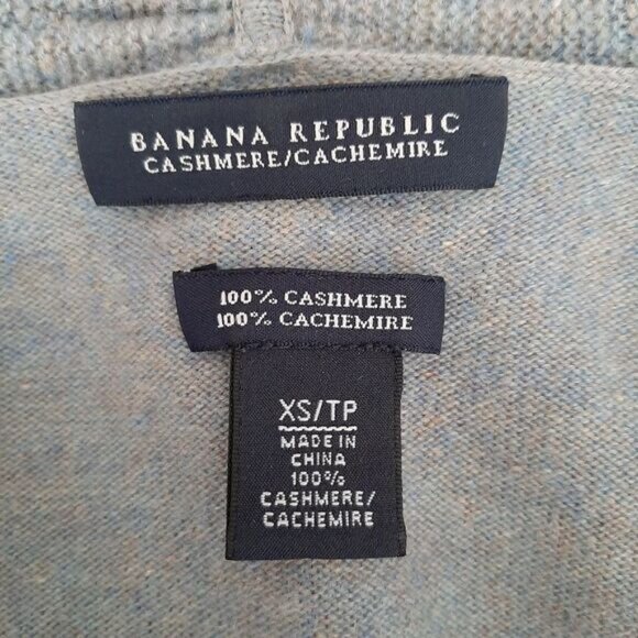 BANANA REPUBLIC 100% Cashmere Open Front Sweater Cardigan Green Grey Sz XS - Picture 9 of 9